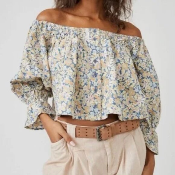 Free People Tops - NWT Free People | James Smocked Floral Top Blue Multi | Size Medium